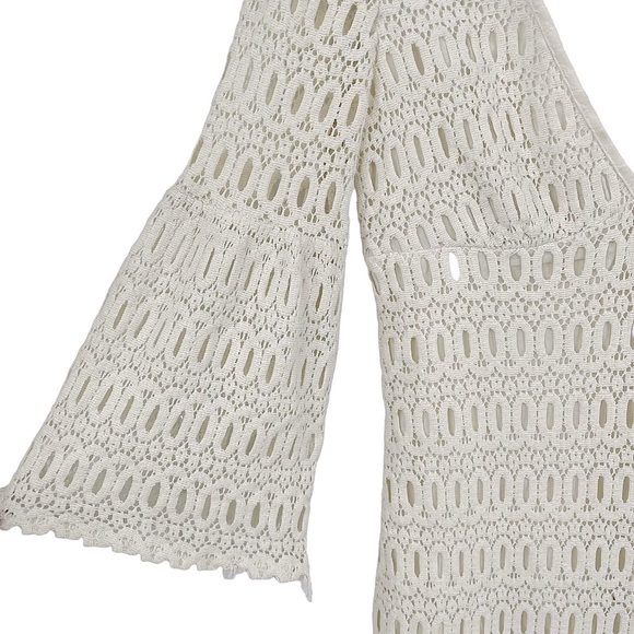 TRINA TURK Off White Cotton Eyelet Crochet Sheath Dress - Size 8 - Picture 4 of 14